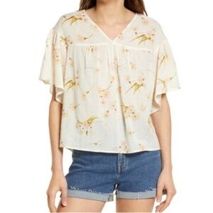 Madewell Flutter-Sleeve OVERSIZED Rhyme Top in Floral Print